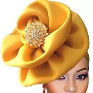 Golden Yellow Jeweled Ready to Wear Head Gear